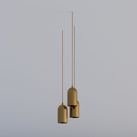 Elegant Golden Chandelier 3D model for Creative Spaces