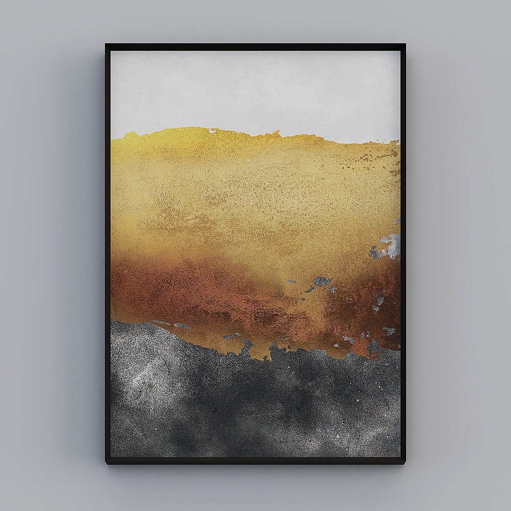 Kibaki modern vertical single metal frame natural light luxury 52x72cm golden scenery