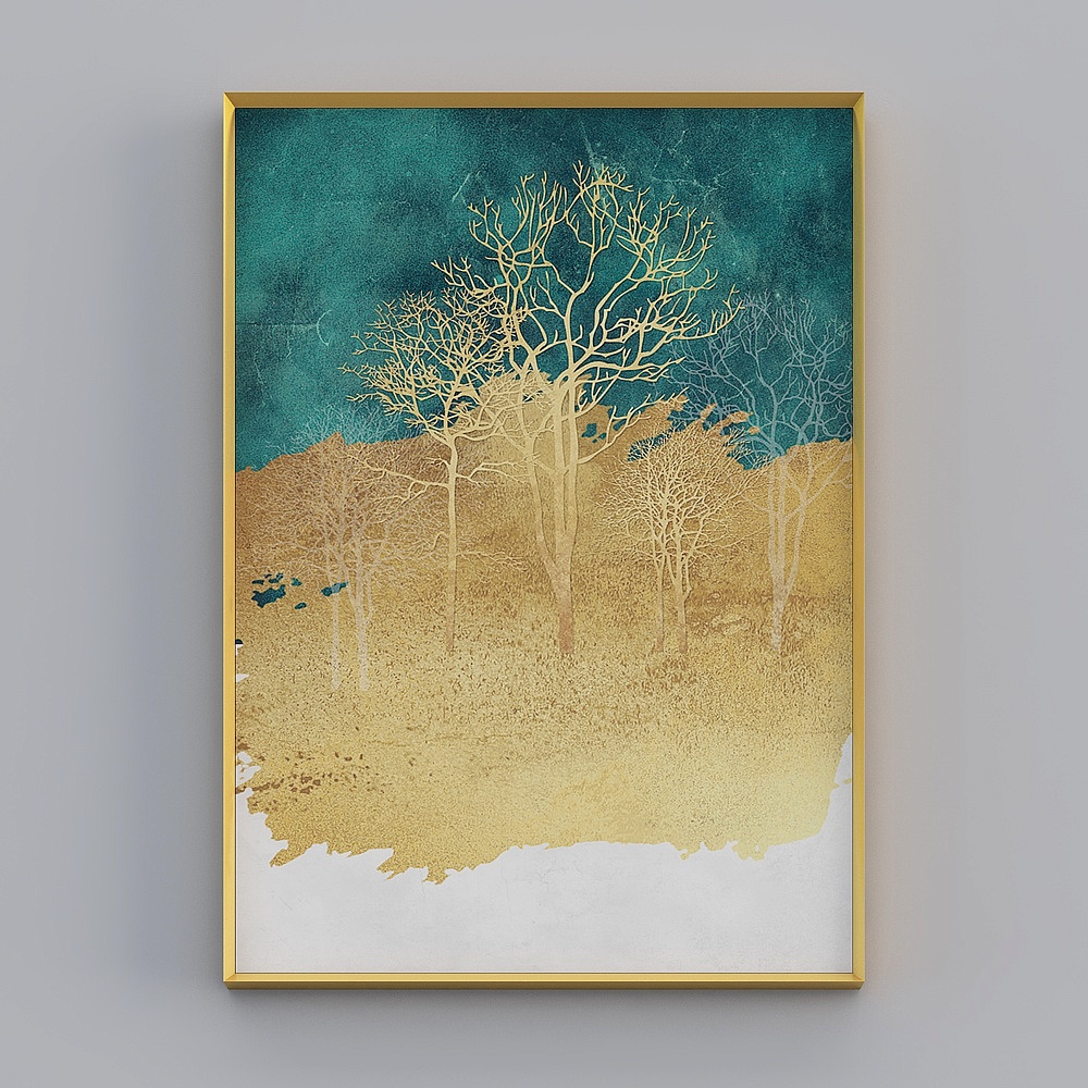 Kibaki modern vertical single metal frame natural luxury 52x72cm forest