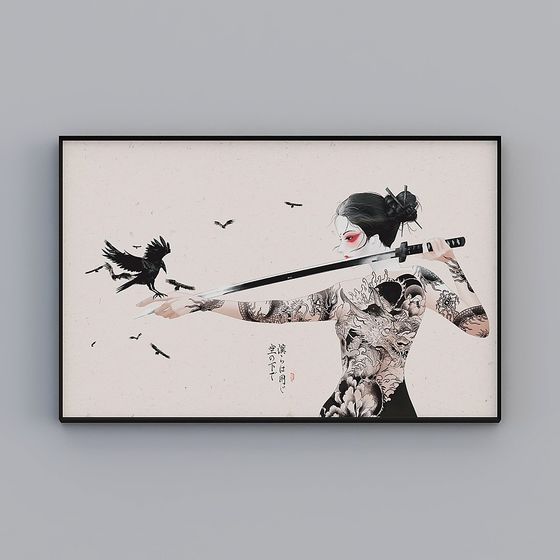Samurai Tattoo Woman 3D Model for Creative Projects