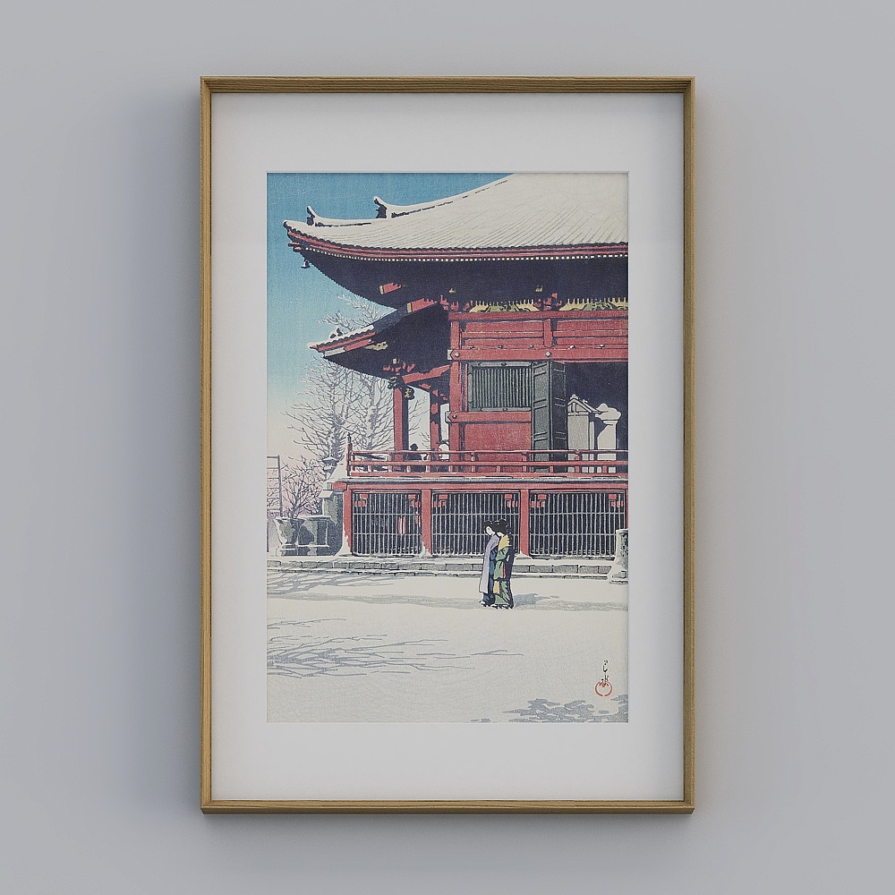 Kippoon flagship store Japanese-style living room vertical walnut brown 62x92cm print tmzmj-yz-gg-sk-1