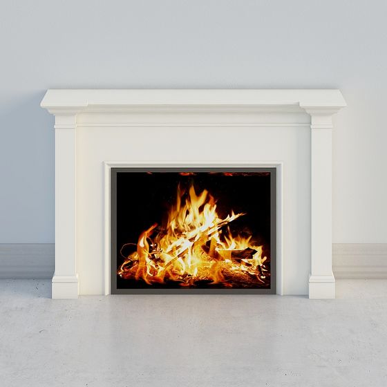 Low-Poly 3D Fireplace Model with Detailed Textures