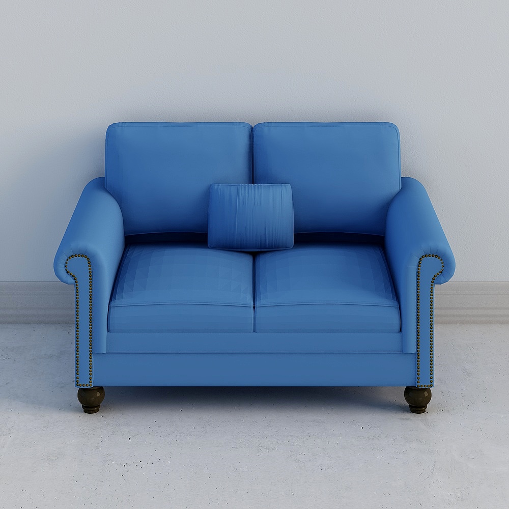 Stylish Blue Leather Sofa 3D model