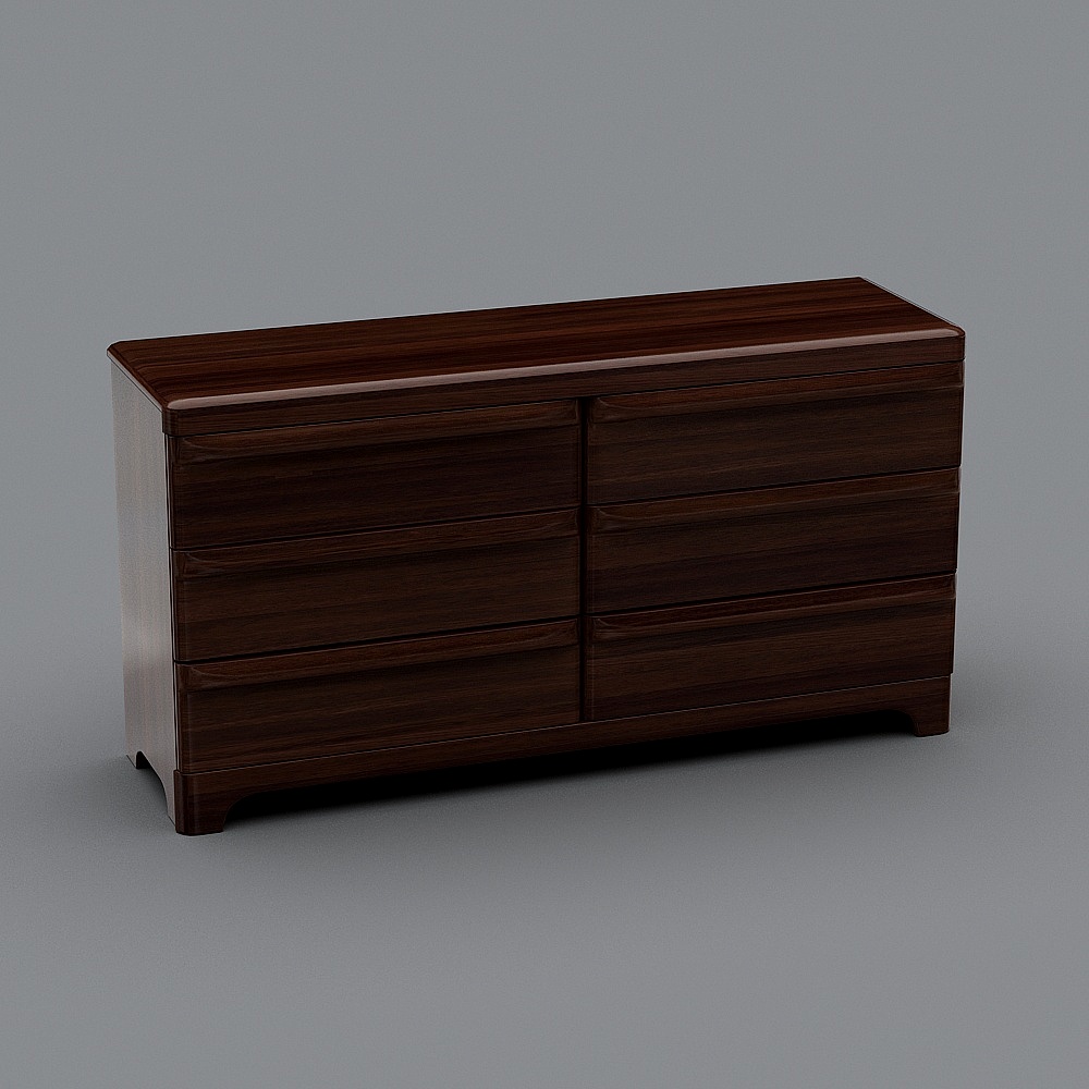Elegant Six-Drawer Dresser 3D model