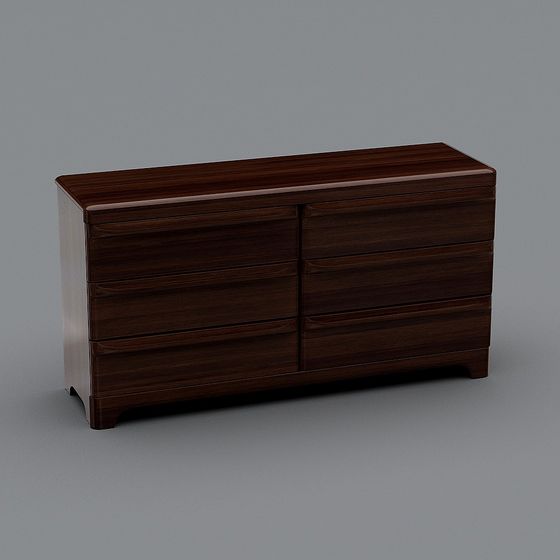Elegant Six-Drawer Dresser 3D model