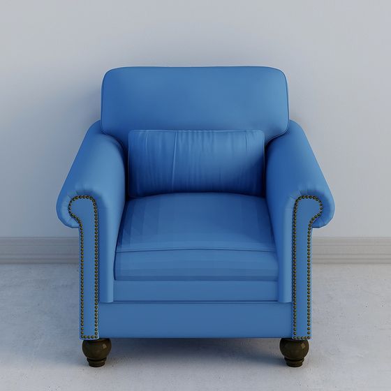 Cozy Blue Armchair 3D model