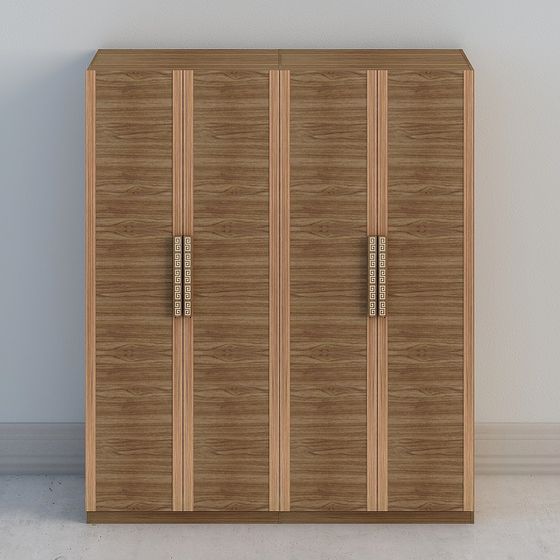 Stylish Three-Door Wardrobe 3D Model for Modern Spaces