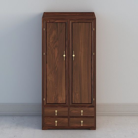 Elegant Low-Poly Wardrobe 3D model for Modern Interiors