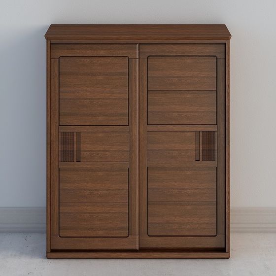 Stylish Wooden Sliding Cabinet 3D model
