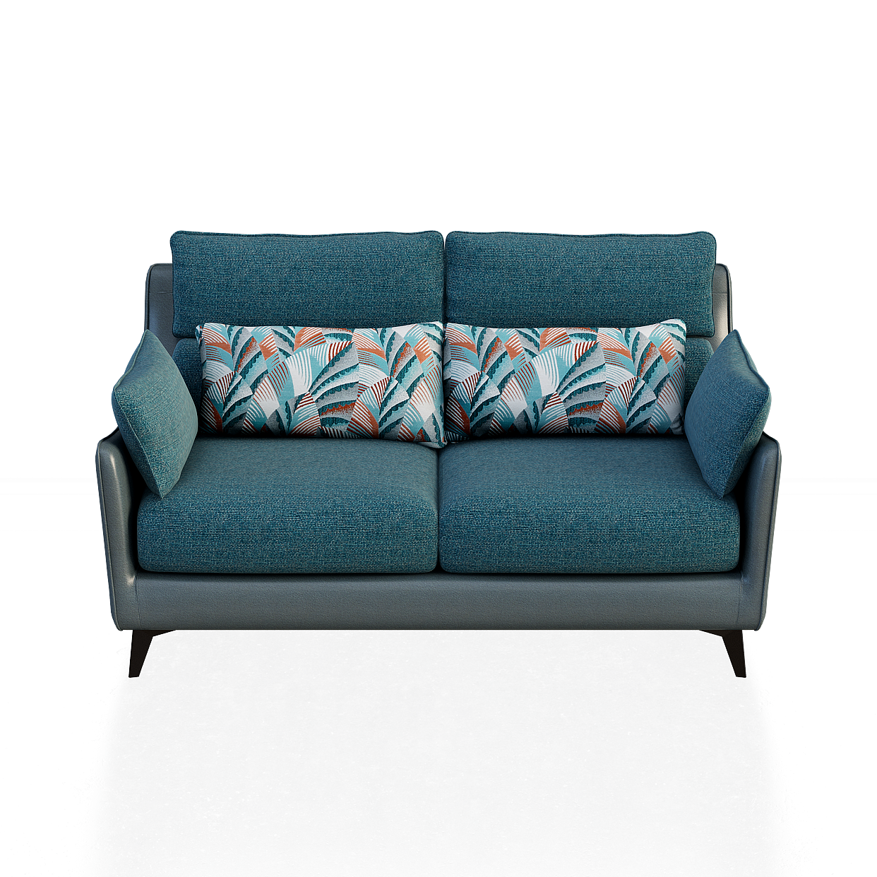 Chic Low-Polygon Sofa 3D Model – Tropical Fabric Upholstery