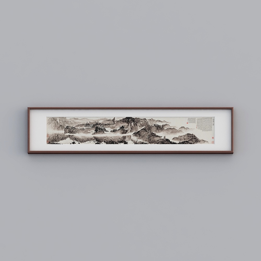 The new Chinese living room of The Beit Tycat study cross-sectional mahogany color frame 38x173cm Yuntai Mountain Map