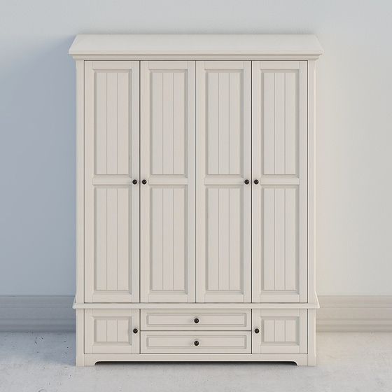 Elegant Low Poly Wardrobe 3D model