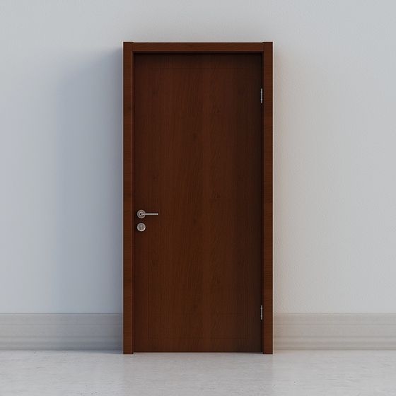 Elegant Low-Polygon Wooden Door 3D model for Modern Interiors