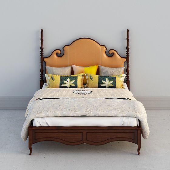 Retro Bed 3D model with a Modern Touch