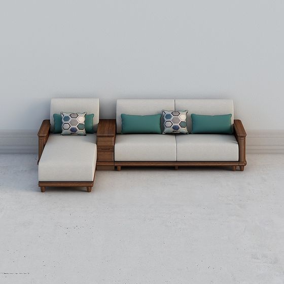 J-K2102 Corner Sofa 3D Model in Modern Green and Black