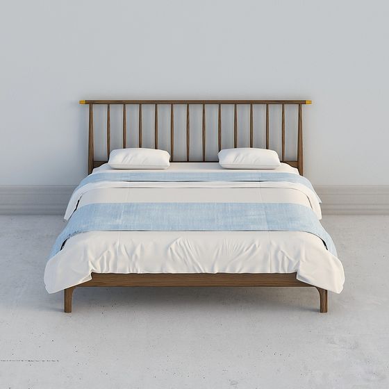 Stylish Low-Poly Bed Frame 3D Model for Contemporary Spaces