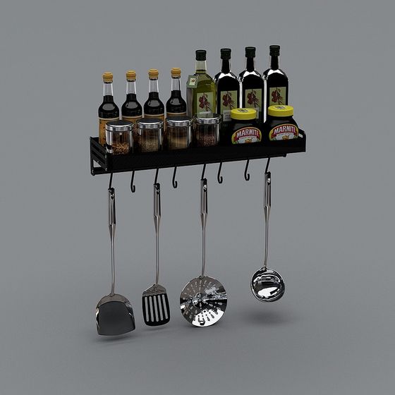Stylish Low-Poly Spice Rack 3D Model for Kitchens
