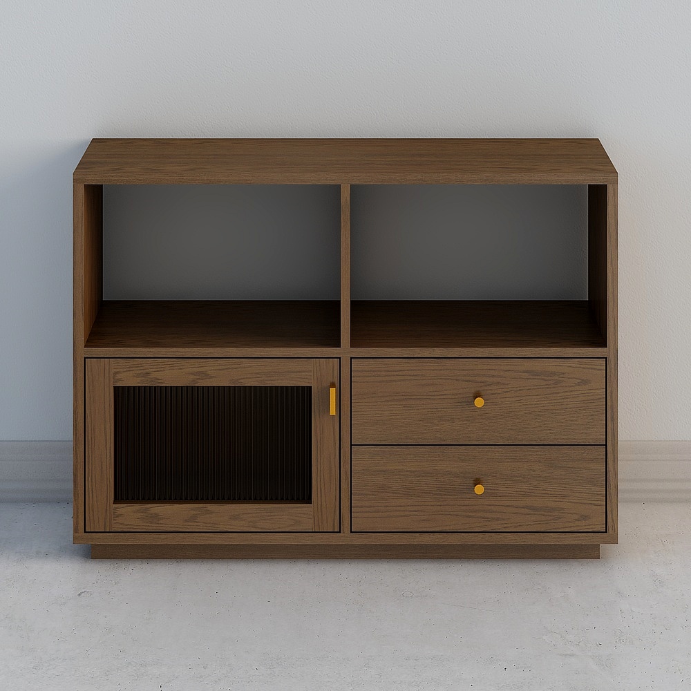 Виктория комбинированный стол с низким шкафом орехового цвета