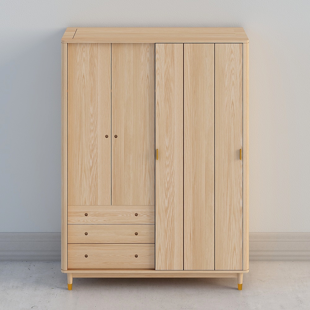 Victoria single-push pulls the door wardrobe in wood color