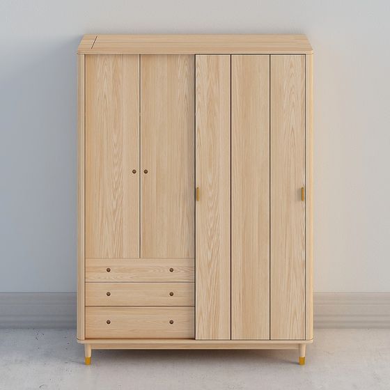 Elegant Low-Polygon Wardrobe 3D model for Modern Spaces