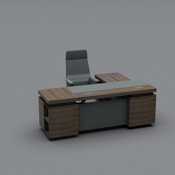 Elegant Minimalist Office Desk and Chair 3D model