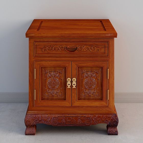 Elegant Chinese Style Nightstand 3D model for Classic Interiors