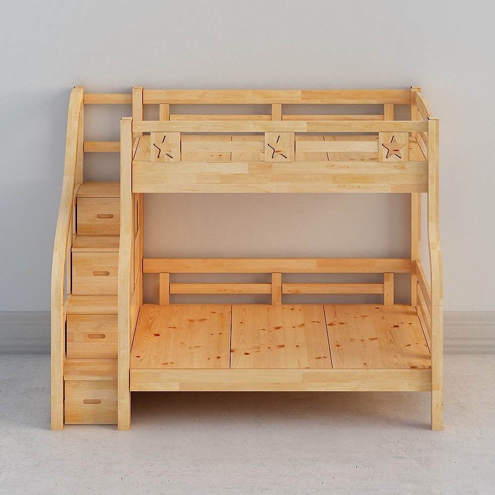 Charming Low-Poly Bunk Bed 3D Model