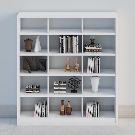 Minimalist 3D Bookshelf Model for Modern Interiors