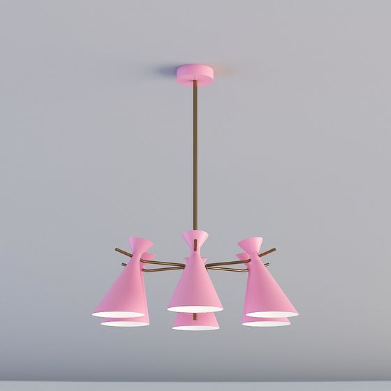 Charming Low-Polygon Pink Chandelier 3D model