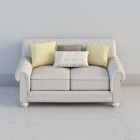 Stylish Low-Polygon Sofa 3D model for Modern Interiors