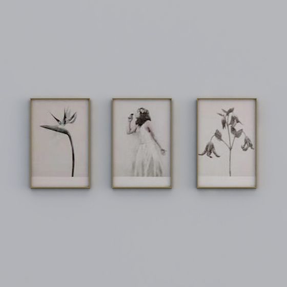Three Picture Frames 3D model for Modern Art