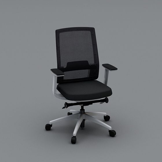 Stylish Black Mesh Office Chair 3D model