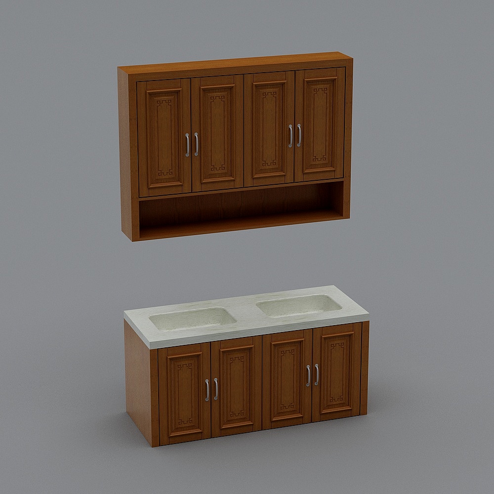 Charming Low-Poly Country Kitchen Set 3D model