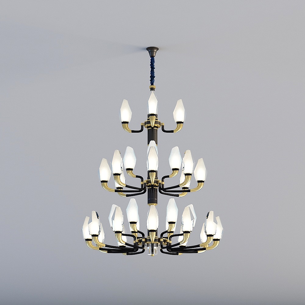 Elegant Low-Polygon Chandelier 3D model