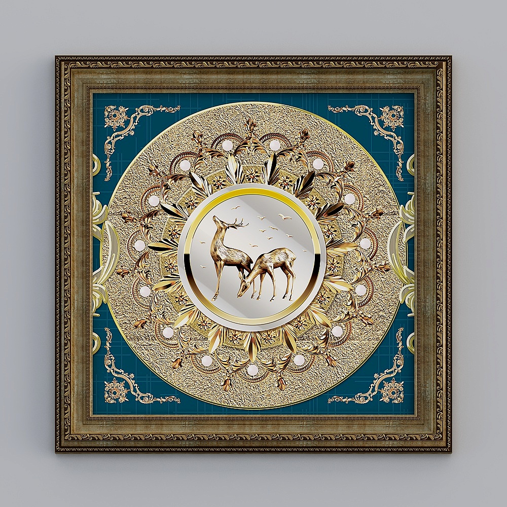 Kibaki American bedroom square carved copper frame 72.3x72.3cm pattern