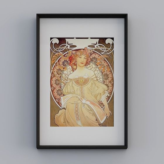 Alphonse Mucha Poster 3D model
