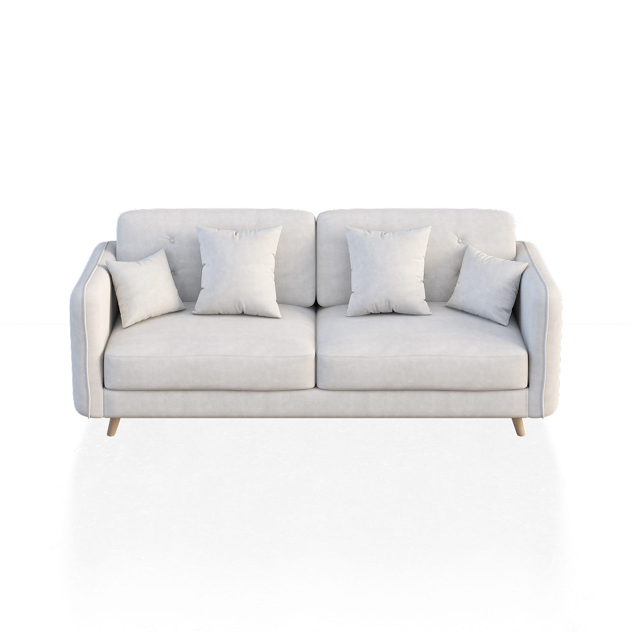 Modern Low-Polygon Sofa 3D Model – Gray Fabric Design
