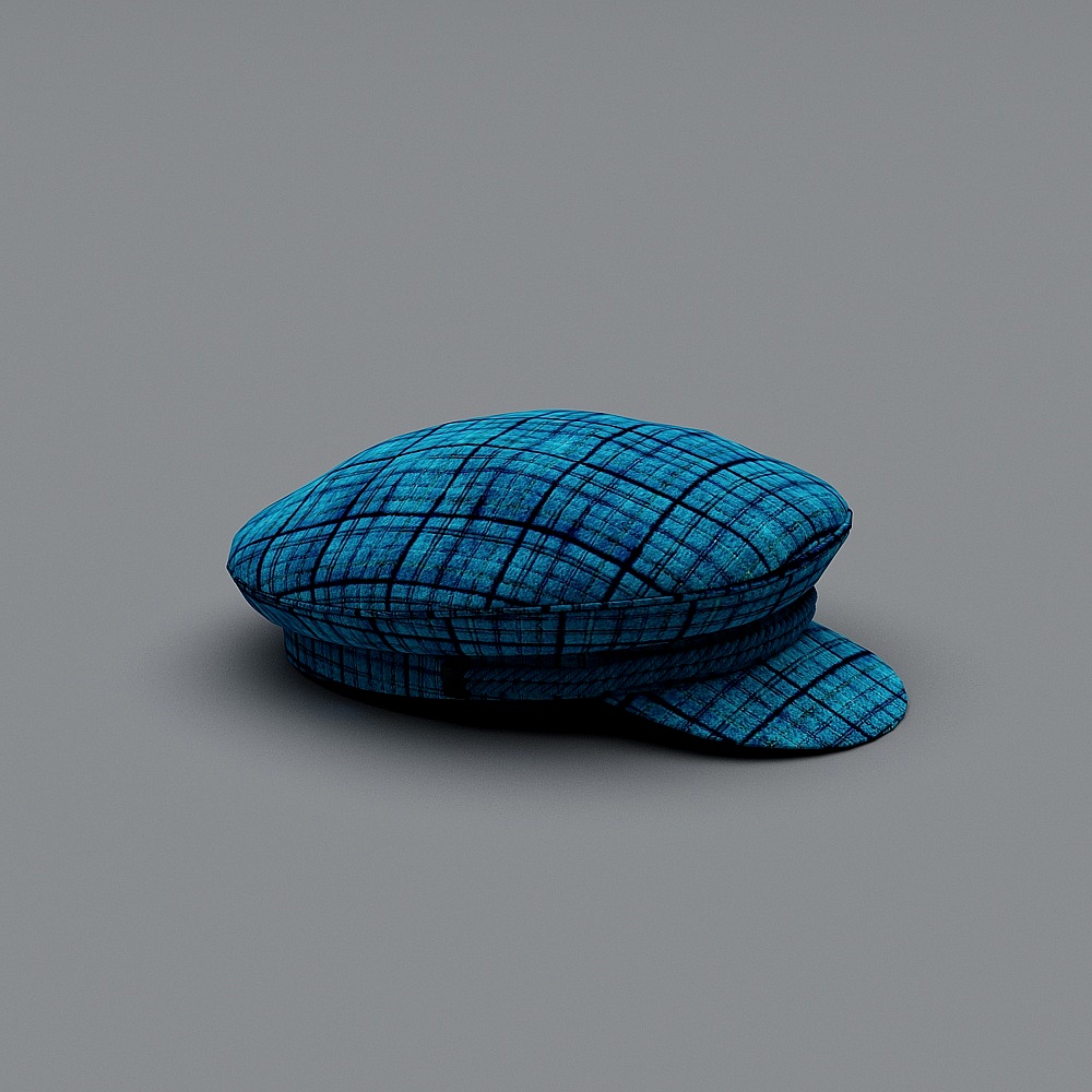 Vibrant Blue Checkered Cap 3D Model