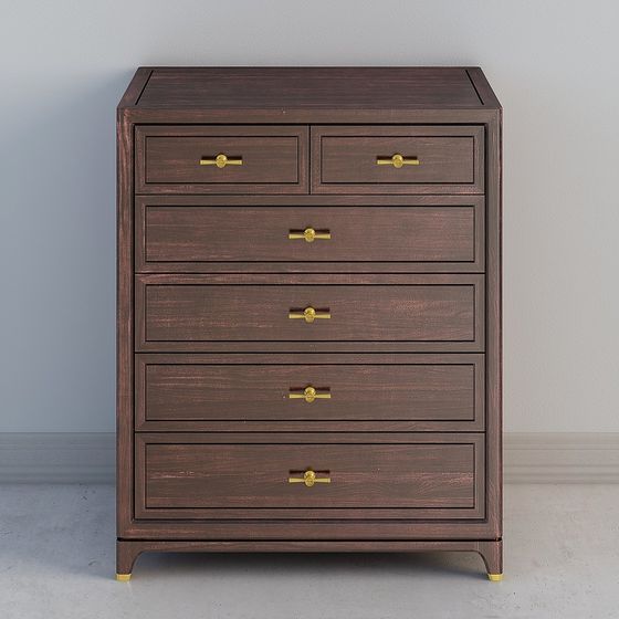 Chic Retro 5-Drawer Cabinet 3D model for Modern Spaces