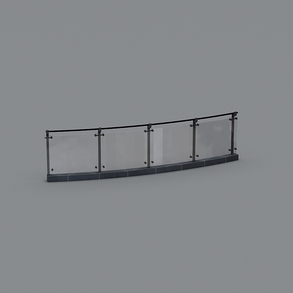 Stylish Glass Railing 3D model for Modern Spaces