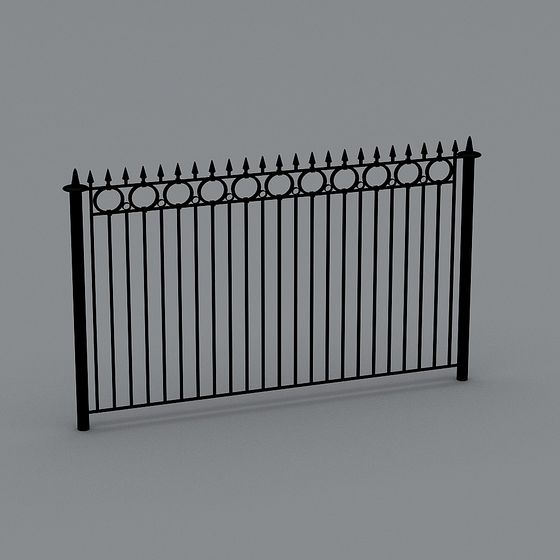 Elegant Low-Polygon Iron Fence 3D model