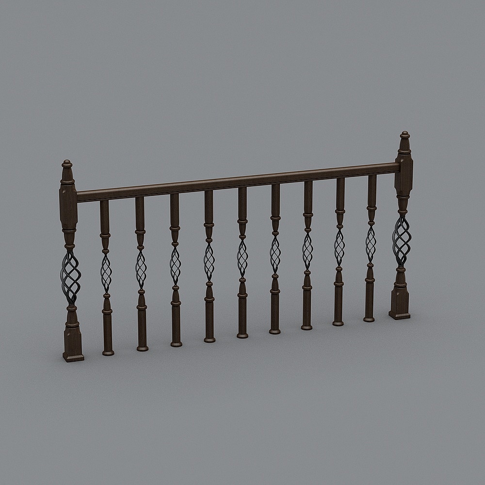 Vintage Wrought Iron Railing 3D Model