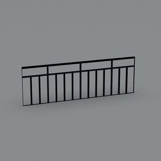 Elegant Low-Polygon Metal Railing 3D model