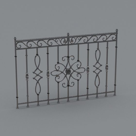 Artistic Low-Poly Iron Railing 3D model
