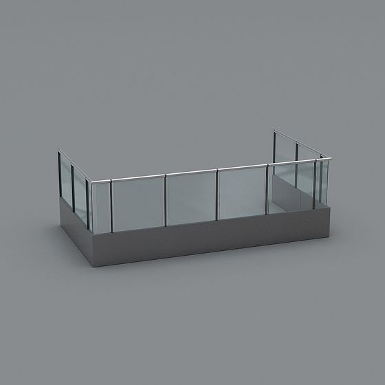 Gray Modern Glass Railings 3D Model