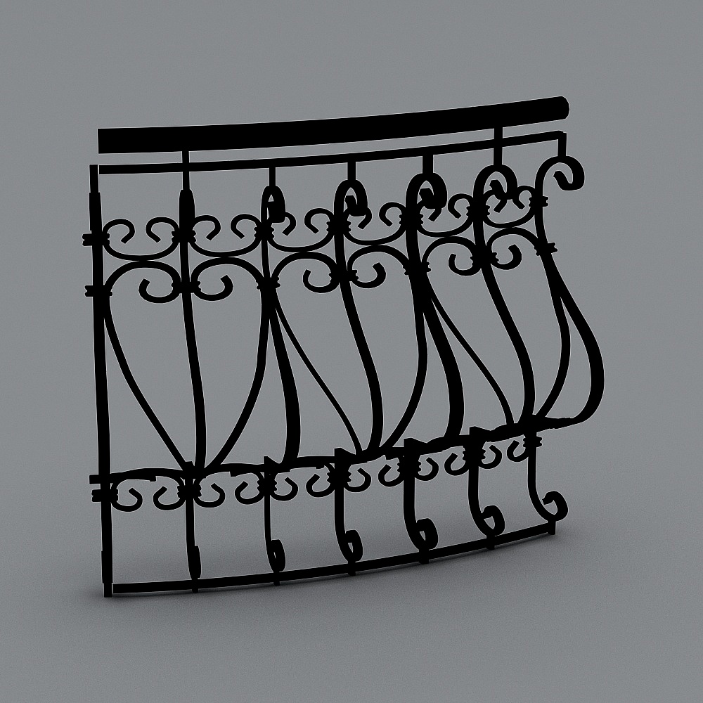 Low Poly Wrought Iron Railing 3D model