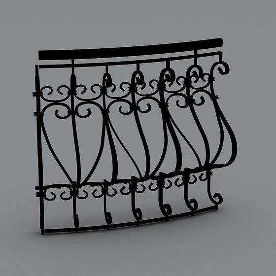 Low Poly Wrought Iron Railing 3D model