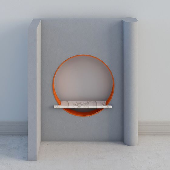 Stylish Round Window Shelf 3D model