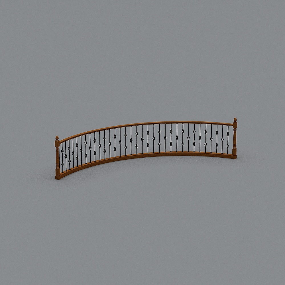 Curved Rail Low-Poly 3D Model
