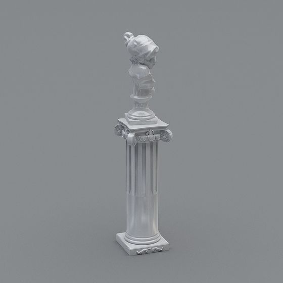 Classical Roman Column and Statue 3D model